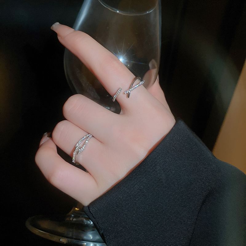 Rhinestone Alloy Open Ring (Various Designs)