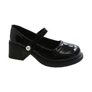 Heel Mary Pearl Jane Block Faux Shoes Patent