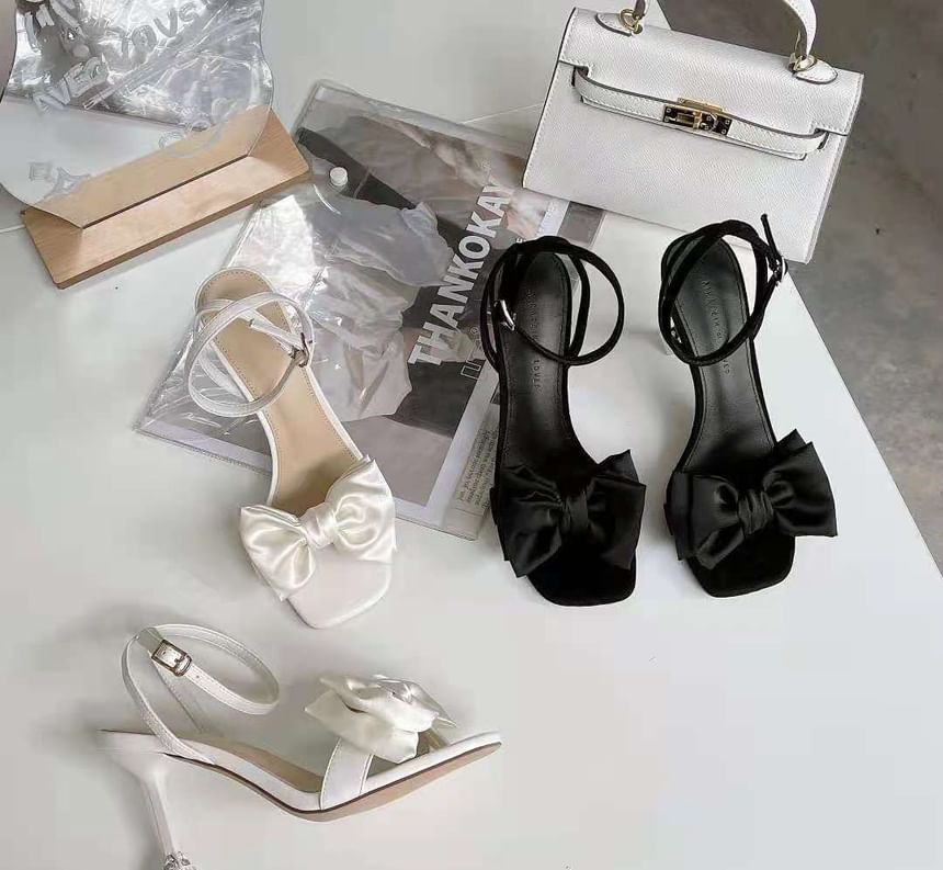 Sandals Heel High Accent Bow