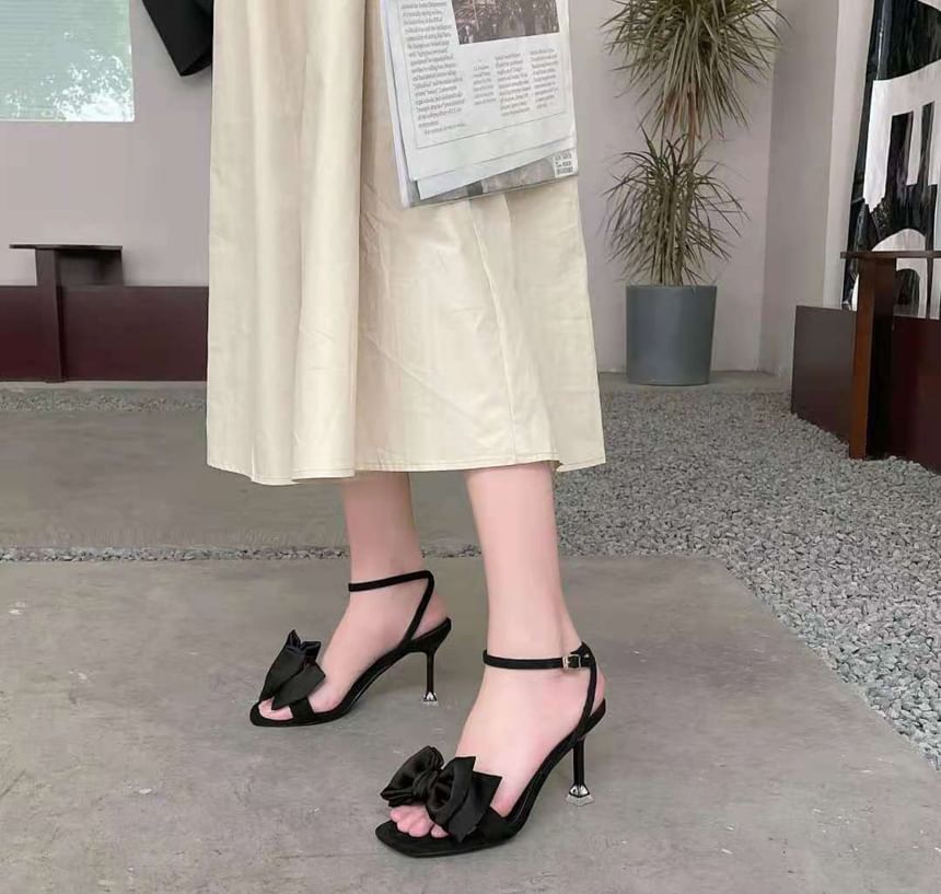 Sandals Heel High Accent Bow