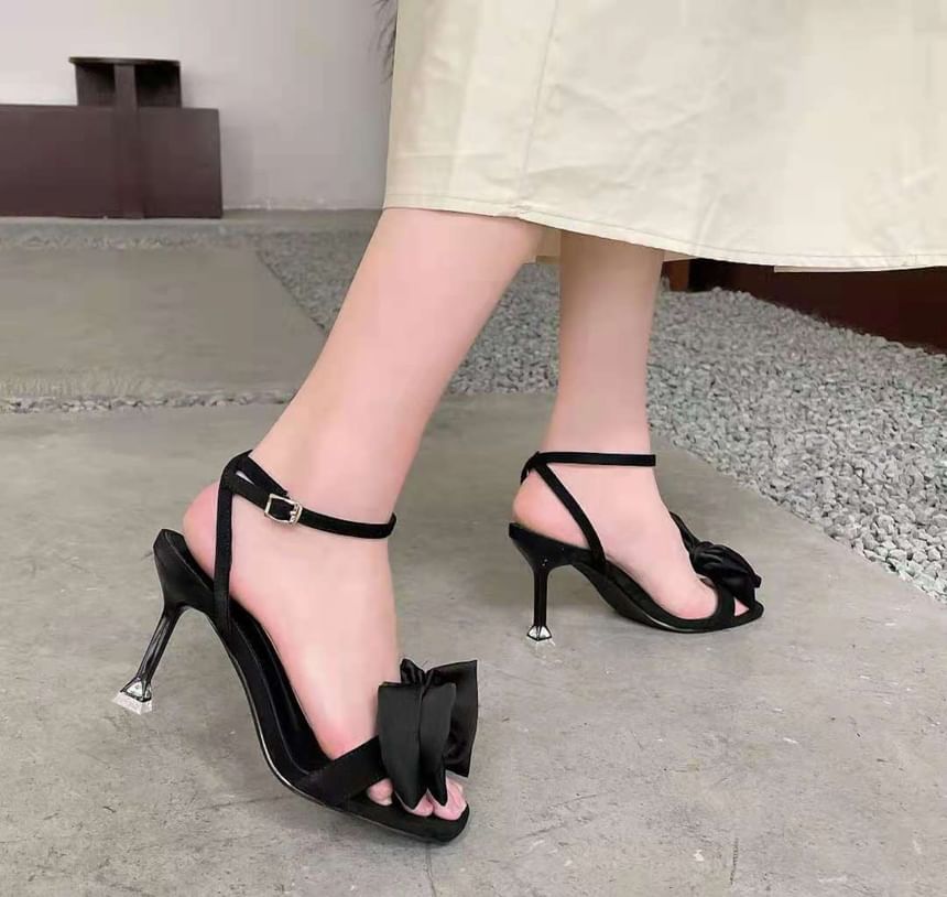 Sandals Heel High Accent Bow