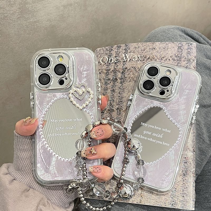 Case Faux Pearl Mirrored Phone