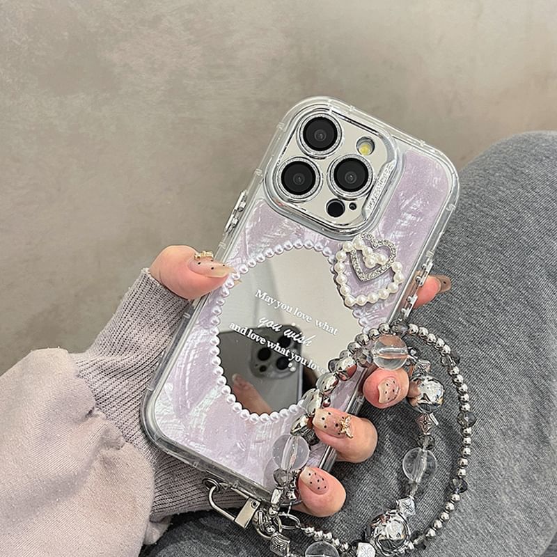 Case Faux Pearl Mirrored Phone