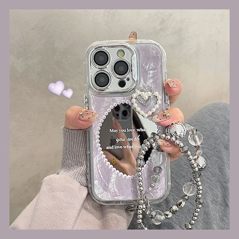 Case Faux Pearl Mirrored Phone