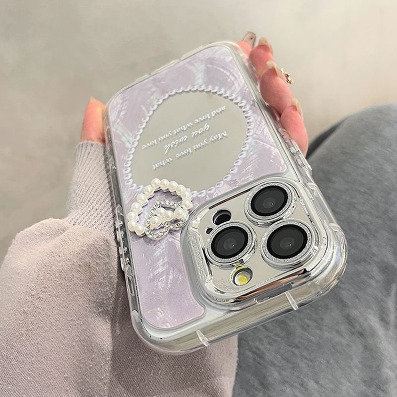 Case Faux Pearl Mirrored Phone