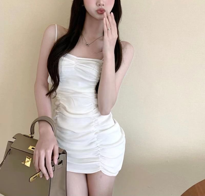 Plain Strap Spaghetti Mini Dress Bodycon