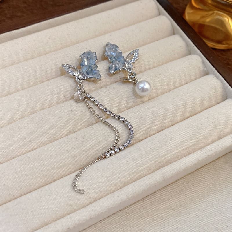 Butterfly / Faux Pearl / Floral Faux Crystal Alloy Earring (Various Designs)