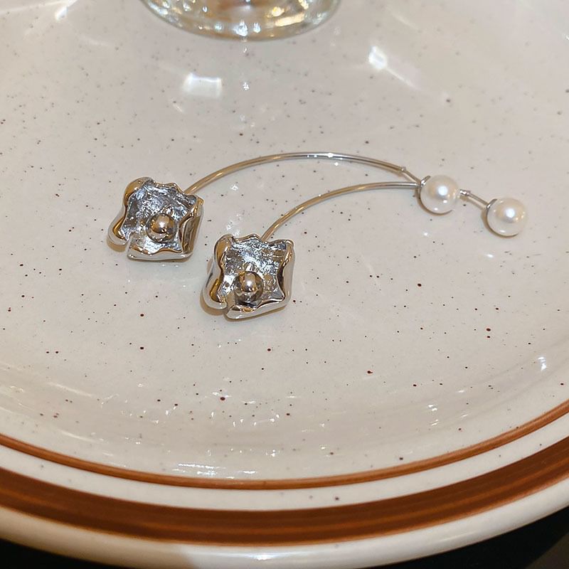Floral Faux Pearl Alloy Dangle Earring