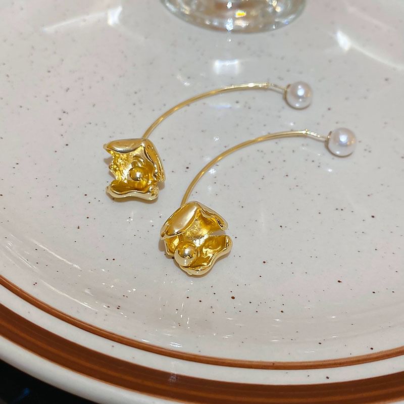 Floral Faux Pearl Alloy Dangle Earring