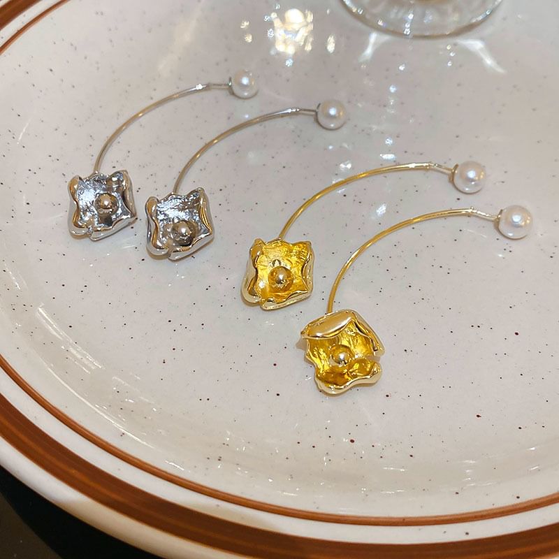 Floral Faux Pearl Alloy Dangle Earring