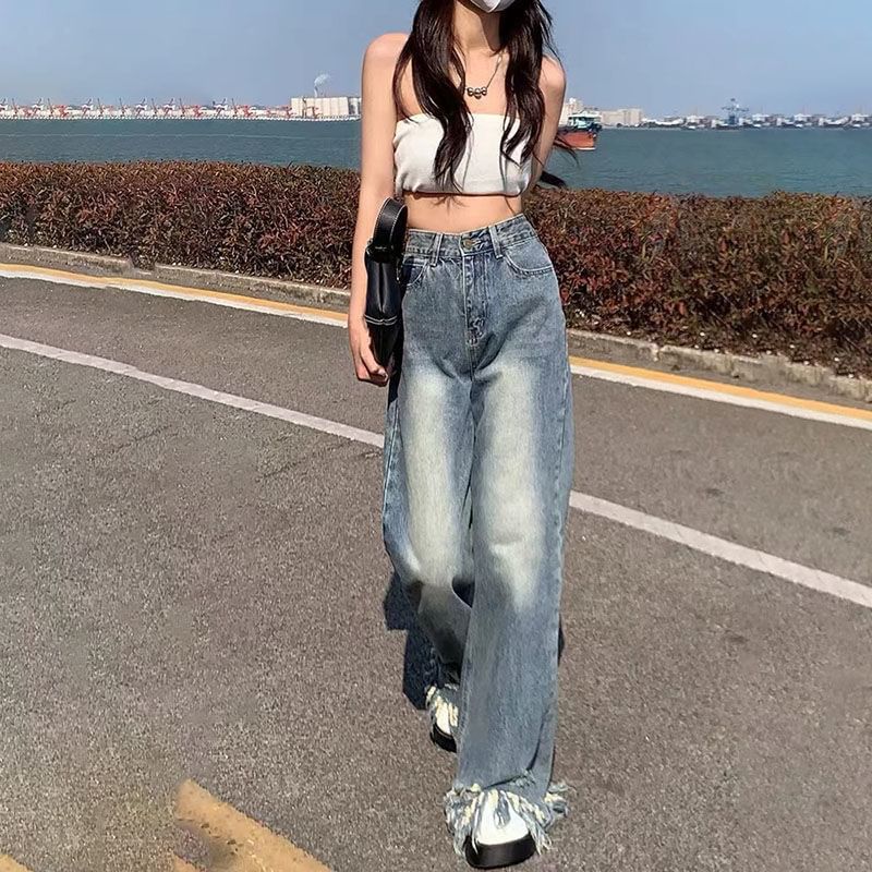 Waist Jeans High Wide Leg Ripped