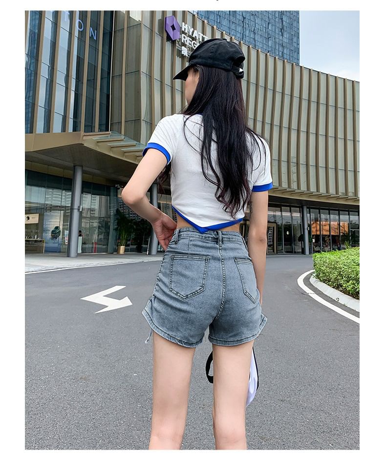 Denim Hot Drawstring Pants Waist high