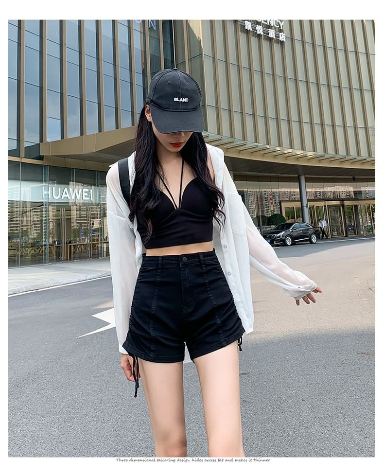 Denim Hot Drawstring Pants Waist high