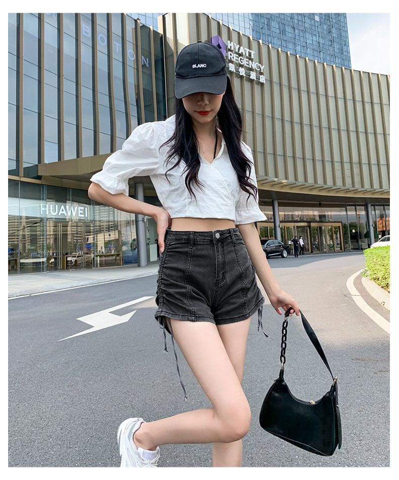Denim Hot Drawstring Pants Waist high