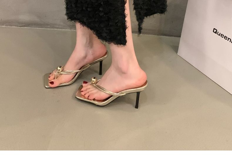 Sample Beaded Kitten Heel Flip-Flops