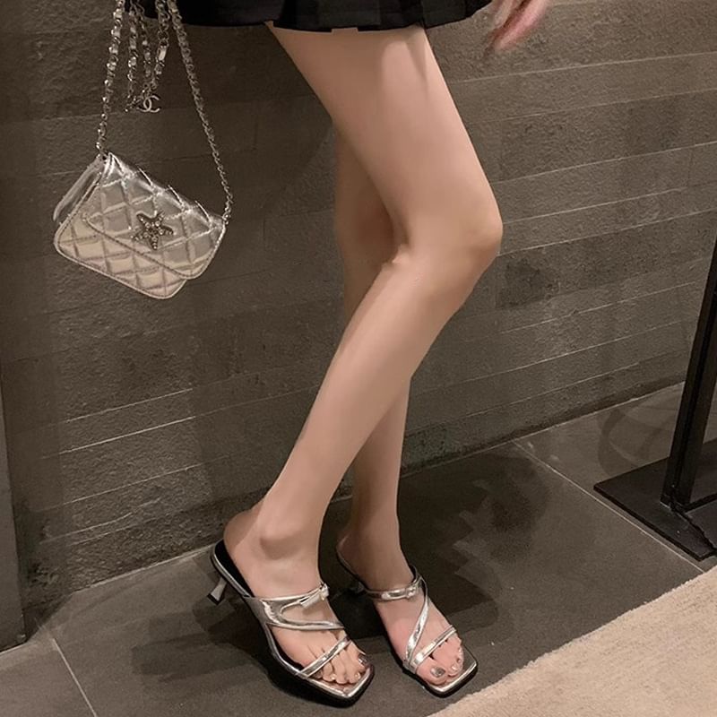 Heel Sandals Toe Kitten Square
