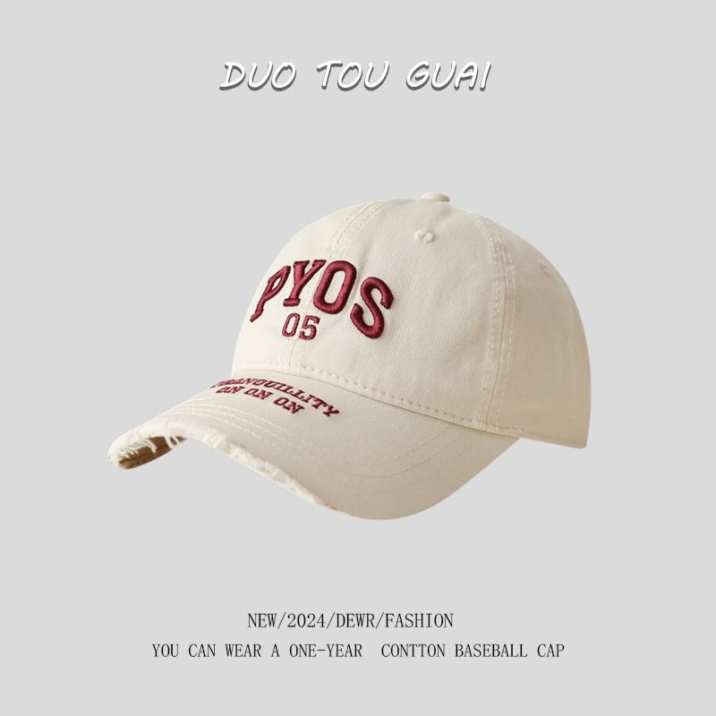 Baseball Cap Lettering Embroidered Frayed