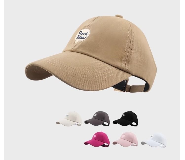 Lettering Cap Embroidered Open Top Baseball
