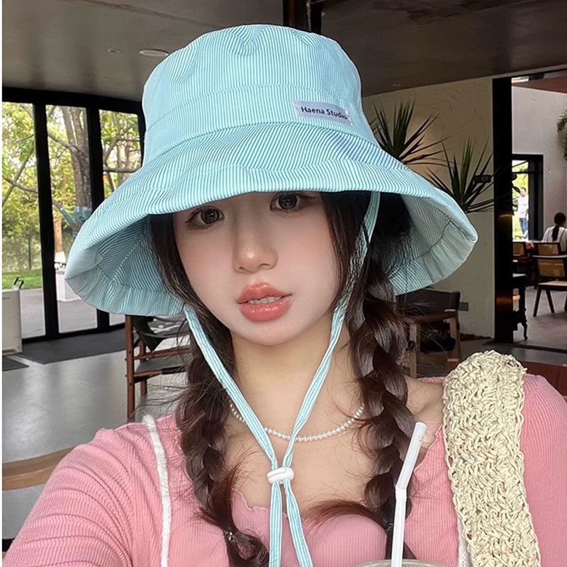 Bucket Lettering Striped Applique Hat