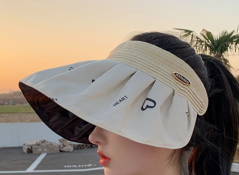 Sun Visor Print Heart Wide Brim