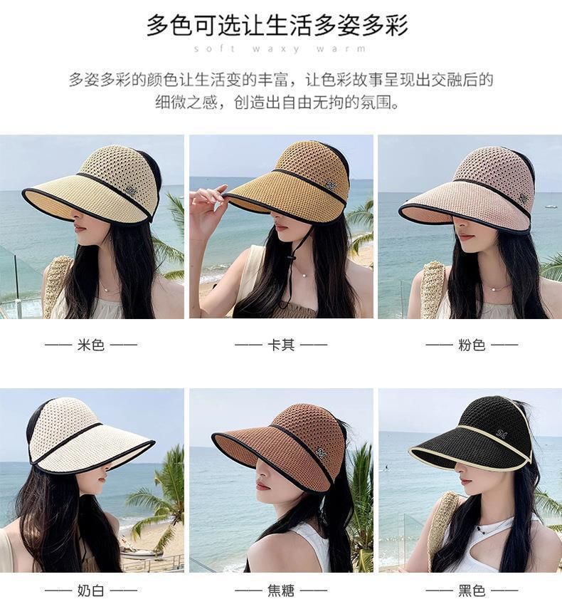 Hat Open Trim Lettering Contrast Top Sun