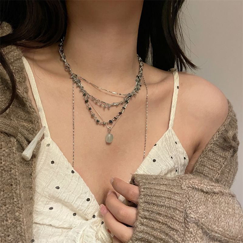 Alloy Pendant Layered Turquoise Choker