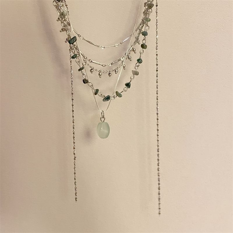 Alloy Pendant Layered Turquoise Choker