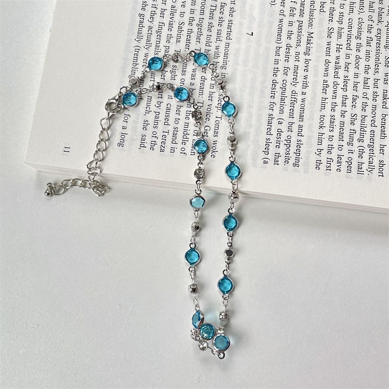 + Set: Alloy Pendant Choker Necklace Butterfly Crystal Faux