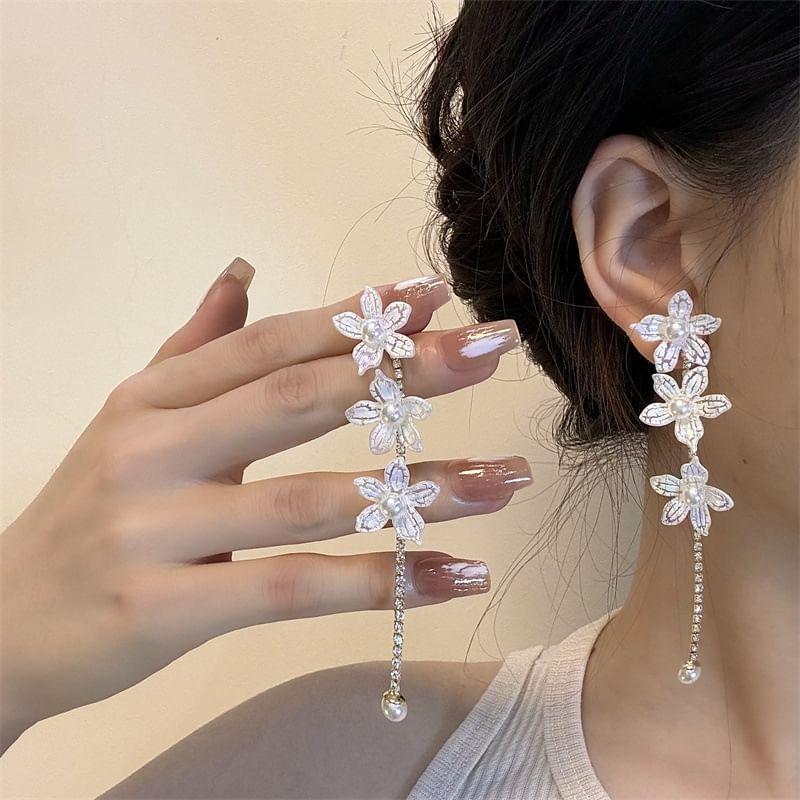 Alloy / Earring Stud Floral Dangle