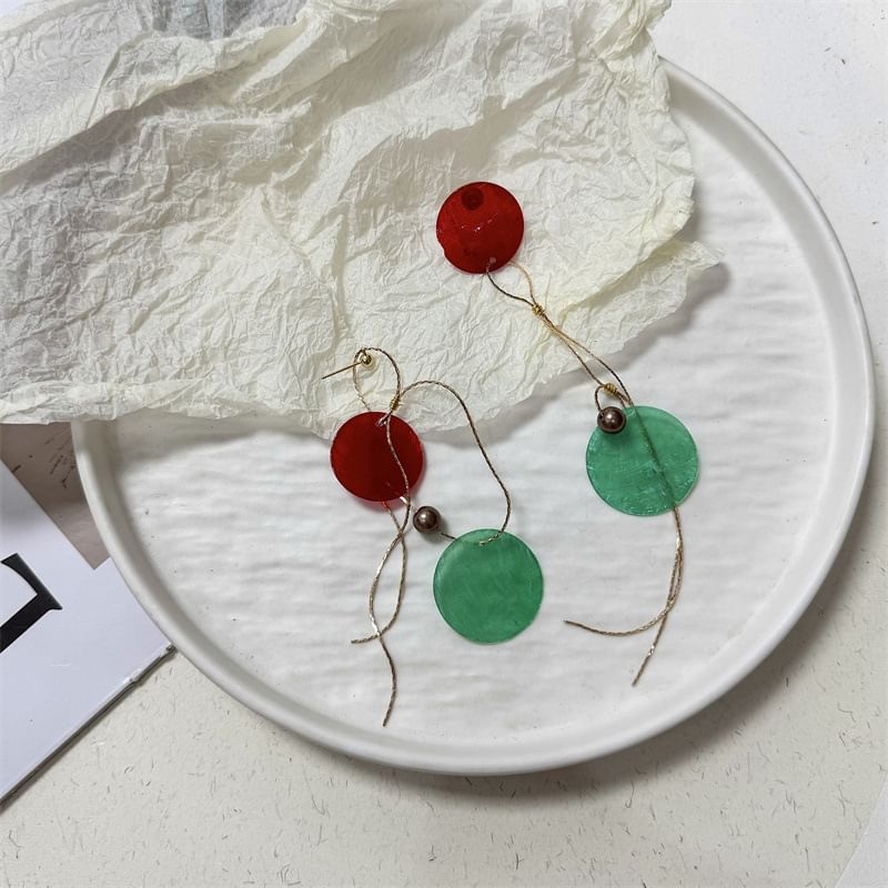 Disc Alloy Earring Dangle Asymmetrical