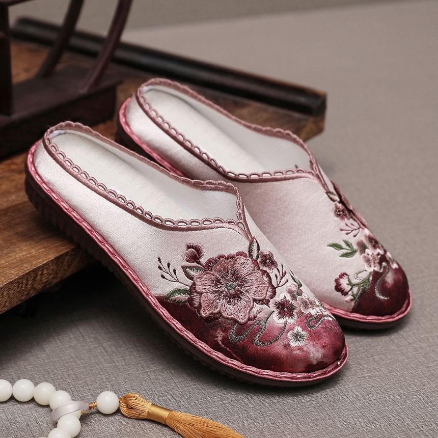 Textile Mules Embroidered