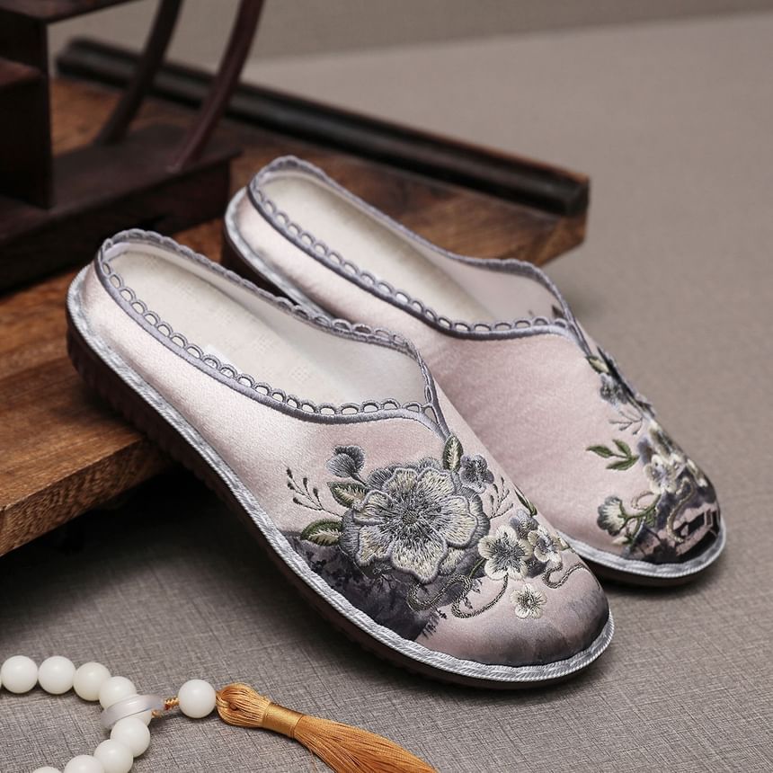 Textile Mules Embroidered