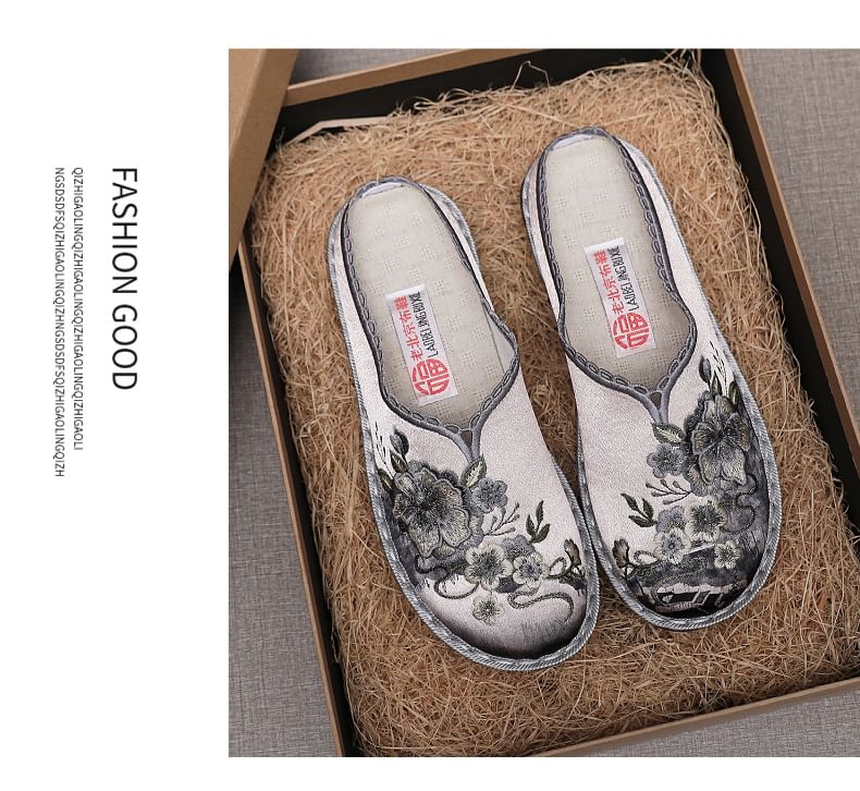 Textile Mules Embroidered