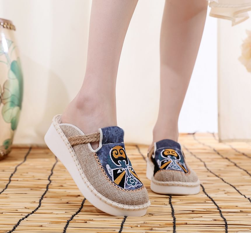 Lace Embroidered Mules