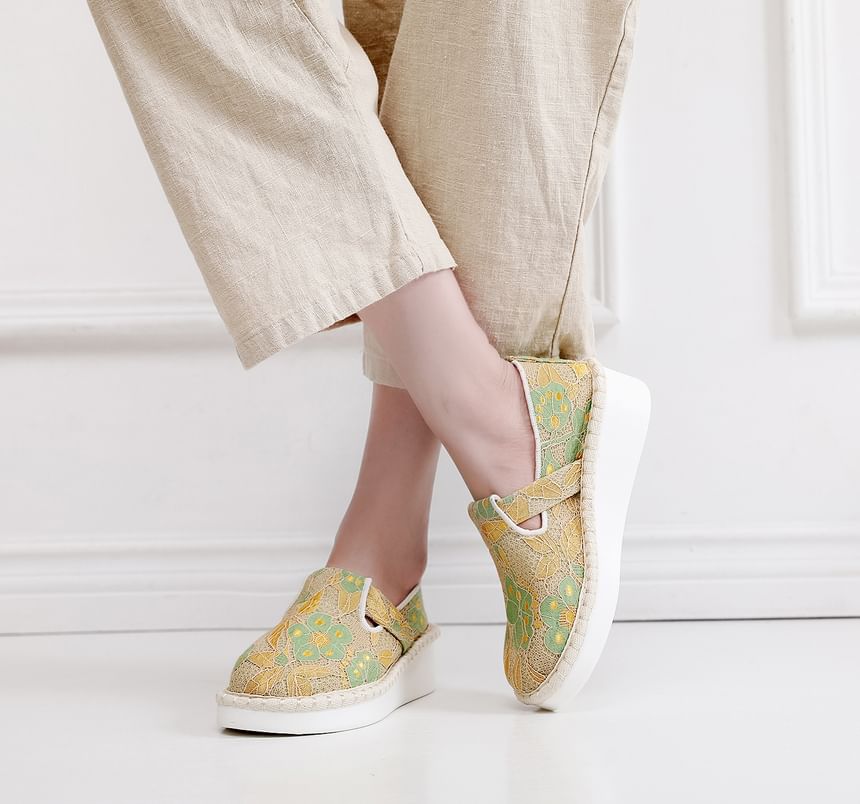 Lace Platform Slip-Ons