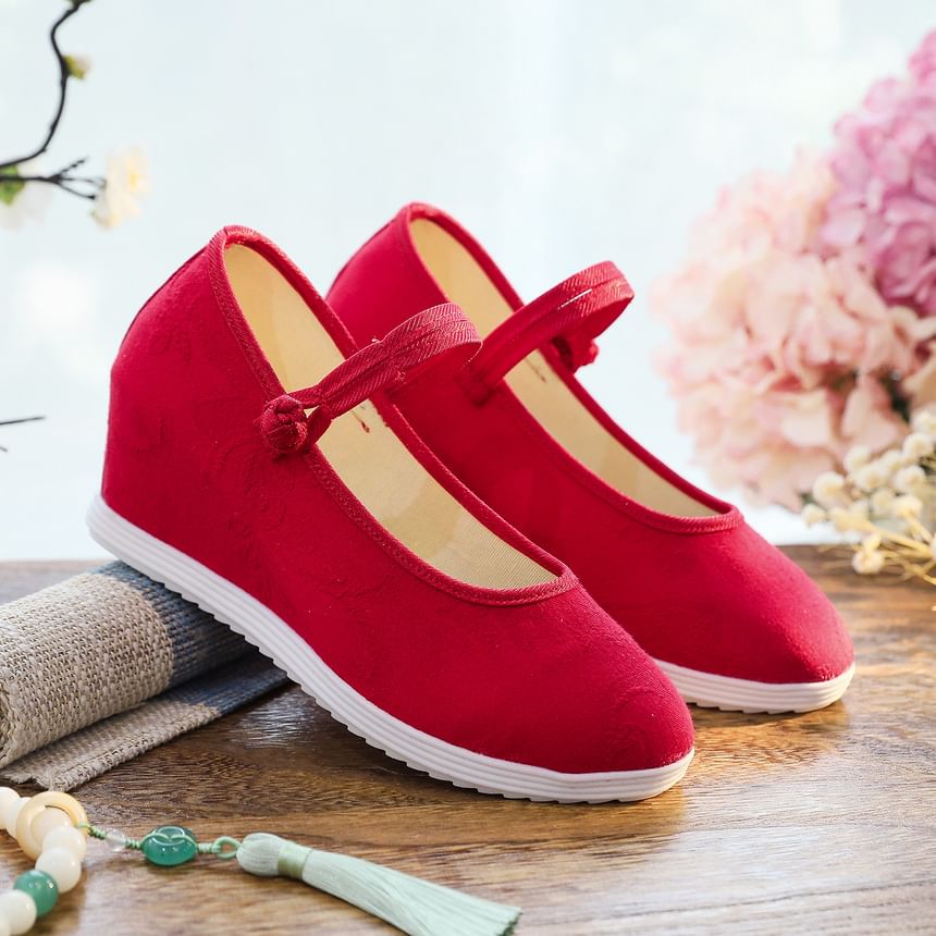 Floral Hidden-Wedge Textile Sandals