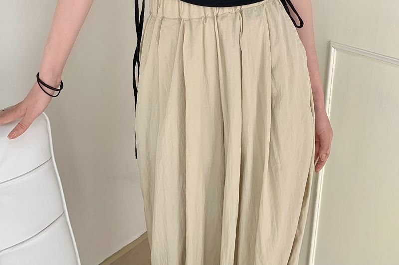 Plain Waist Drawstring Neck Notch Short-Sleeve Tee