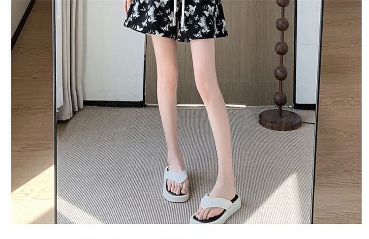 Drawstring Waist Print Shorts Butterfly