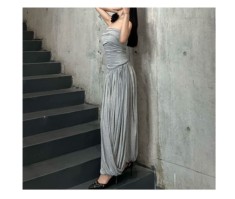 Dress Maxi Ruched Tube A-Line