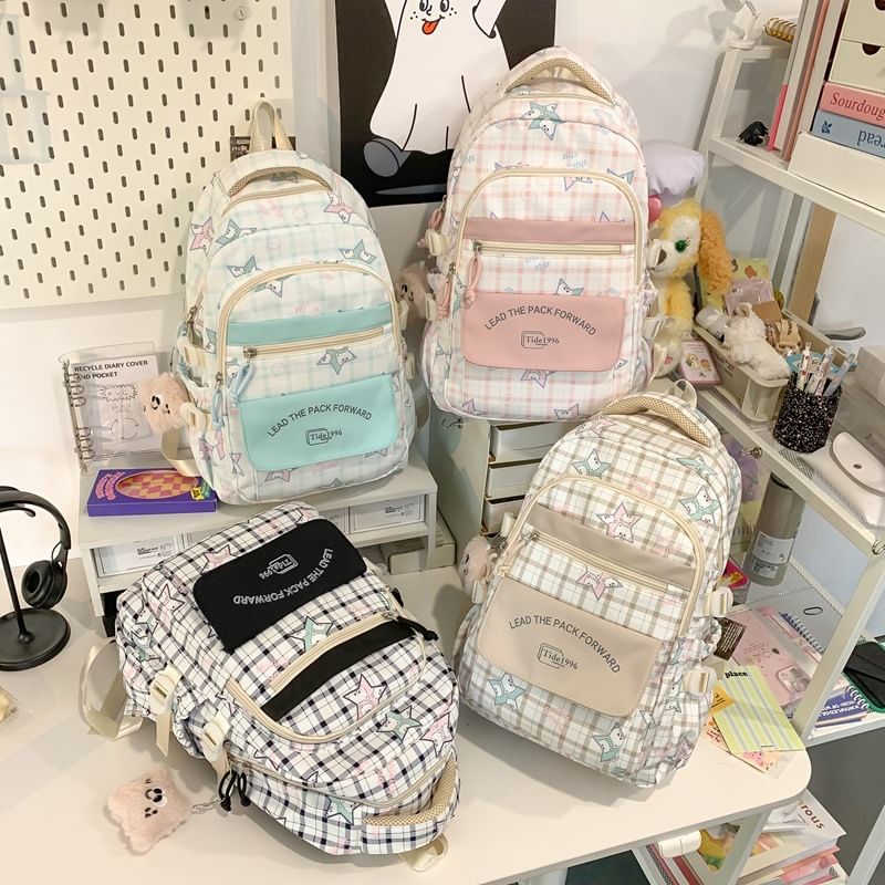 / Cartoon Backpack Bag Charm Set Print Multi-Pocket