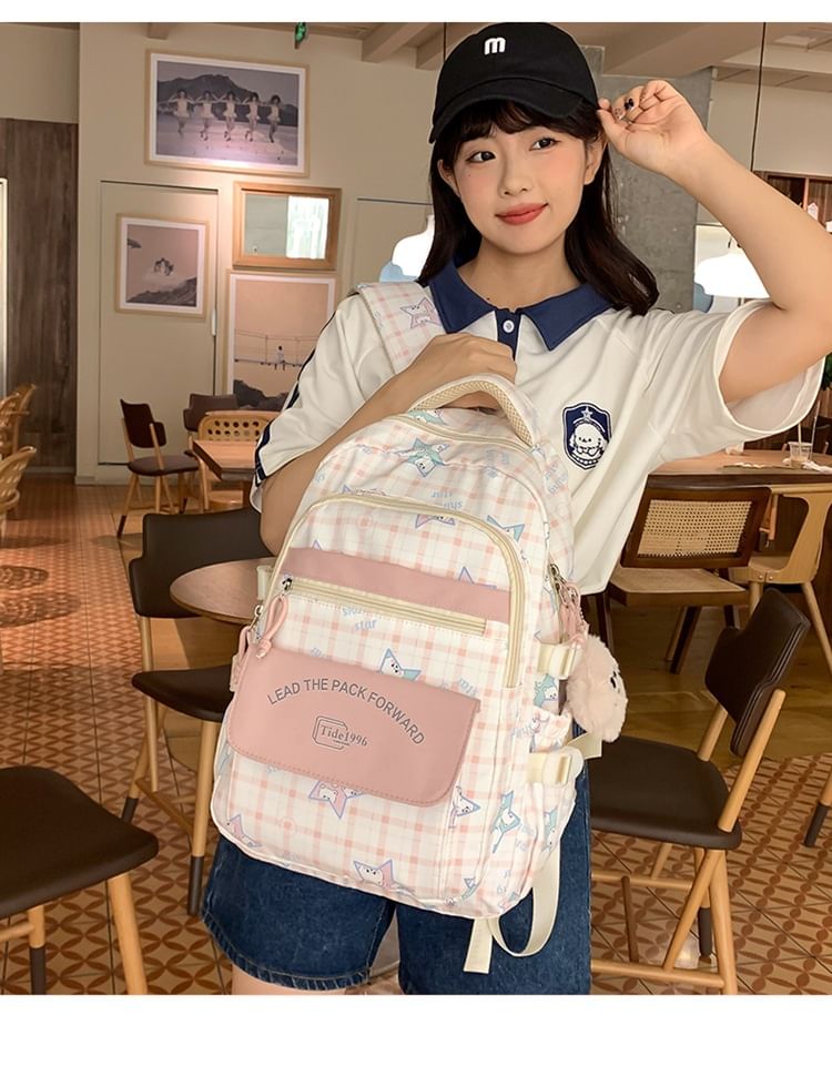 / Cartoon Backpack Bag Charm Set Print Multi-Pocket