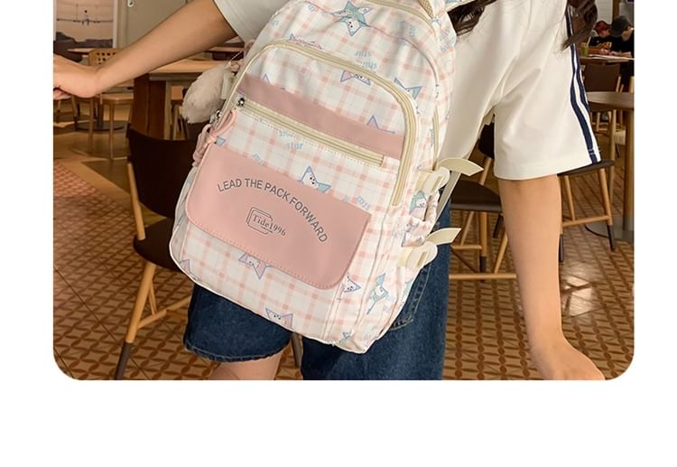 / Cartoon Backpack Bag Charm Set Print Multi-Pocket