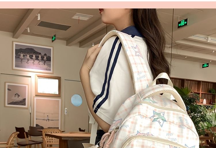 / Cartoon Backpack Bag Charm Set Print Multi-Pocket