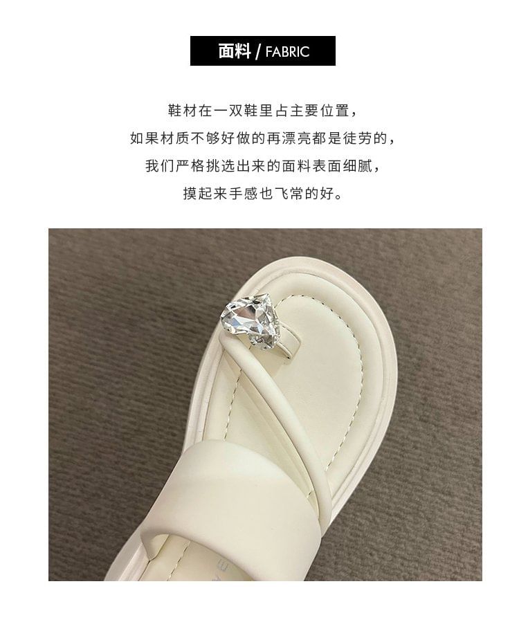 Heart Loop Slide Sandals Platform Rhinestone Toe