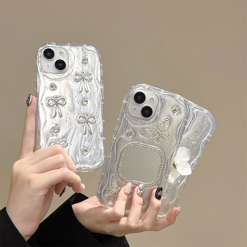 Case Phone Mirrored Floral Bow /