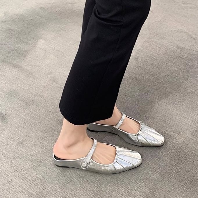Mules Shoes Toe Square Mary Jane /