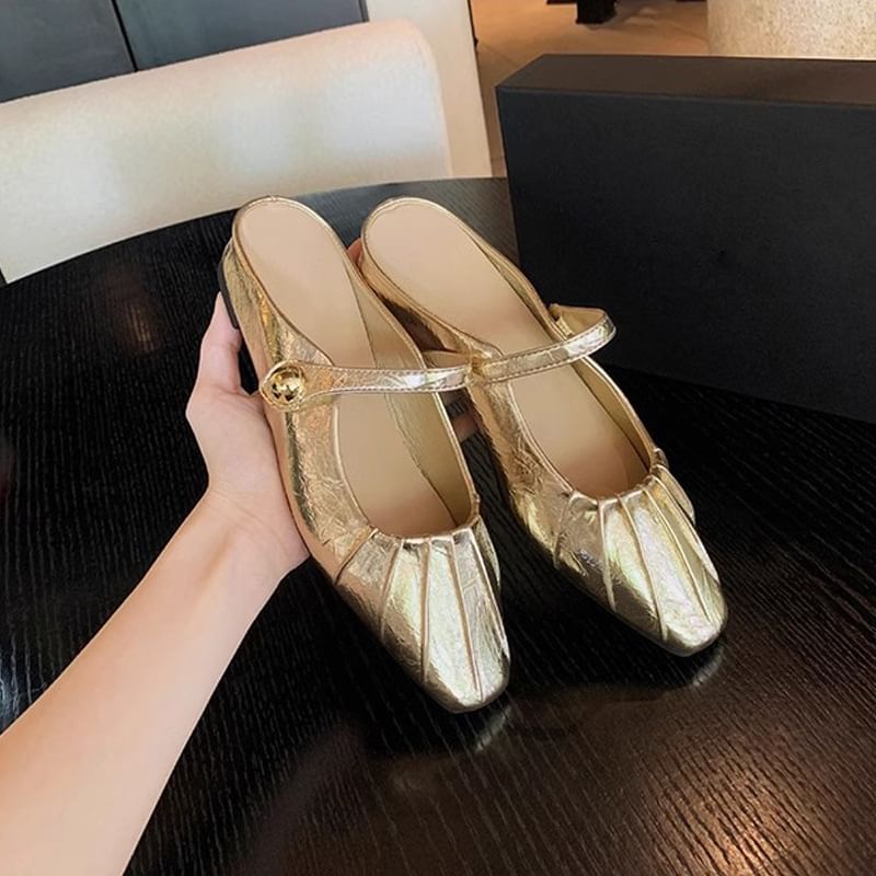 Mules Shoes Toe Square Mary Jane /