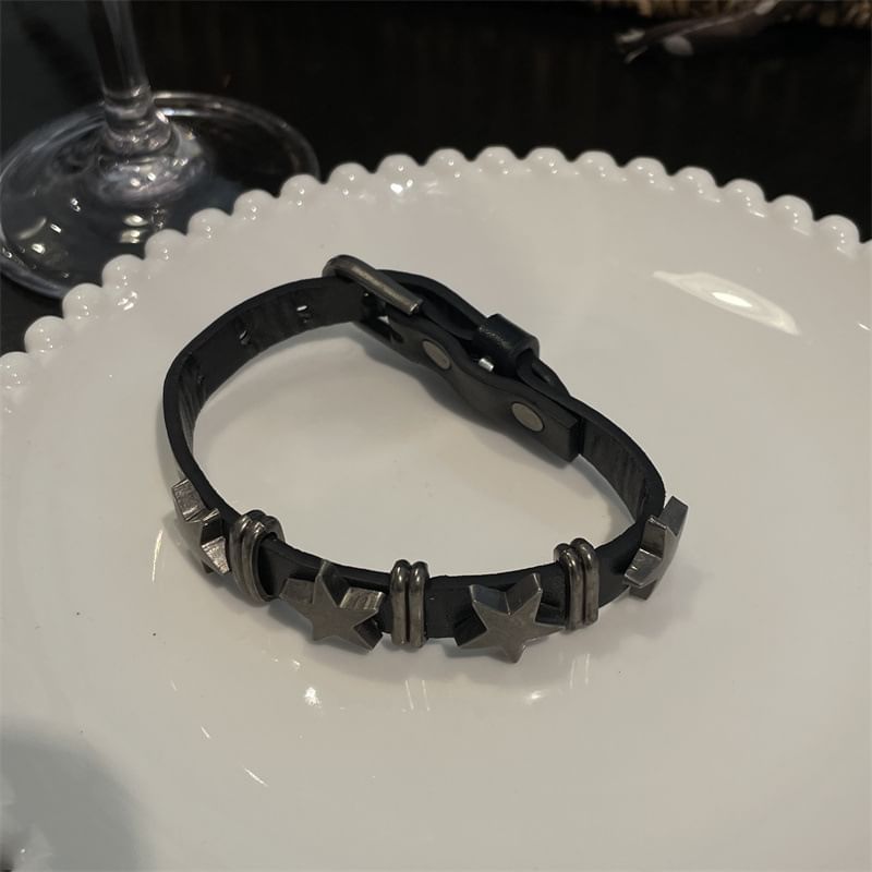 Leather Star Bracelet Faux