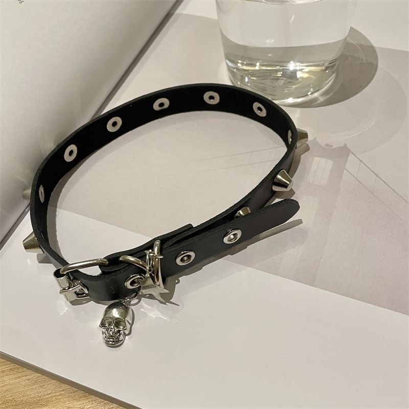 Faux Leather Studded Choker