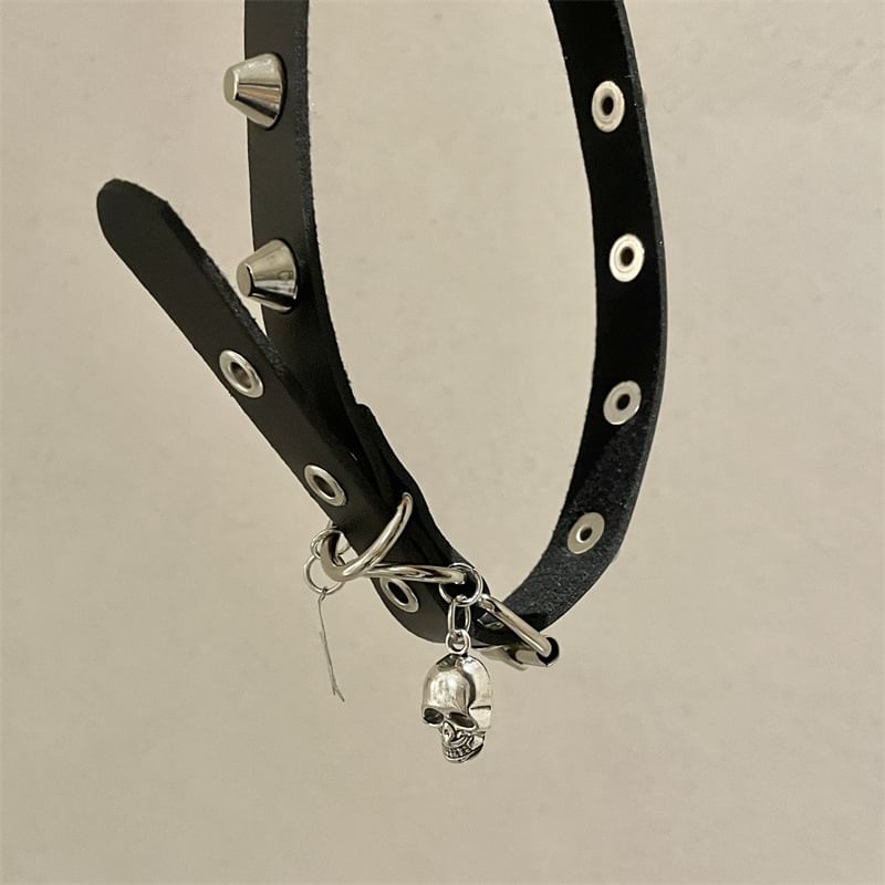 Faux Leather Studded Choker